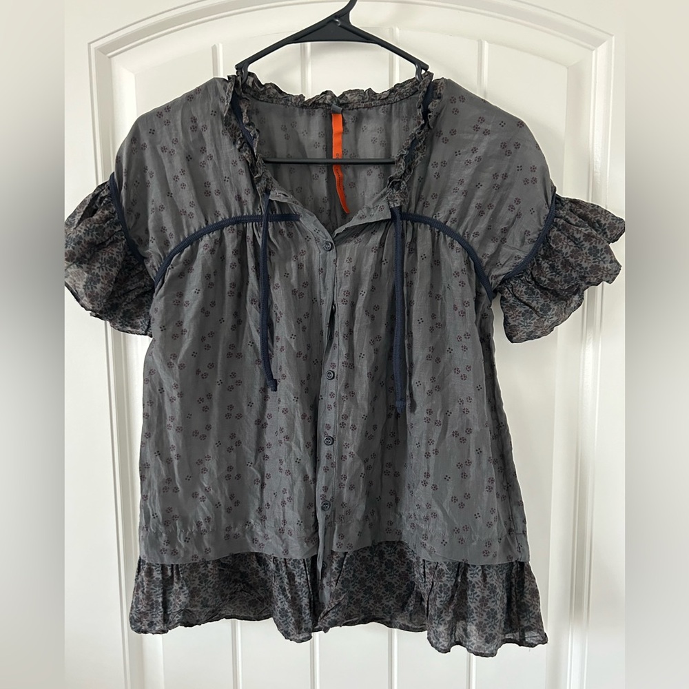 RARE Vintage Cop Copine Y2K Babydoll top with ruffled detail Cotton Silk Sz 38/S